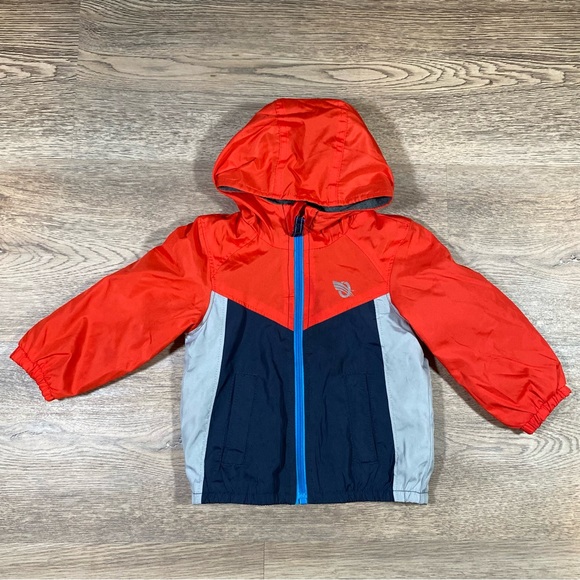 OshKosh B’gosh Jacket Windbreaker Hood Lined Baby Boys 12 Months Blue Red - Picture 1 of 9